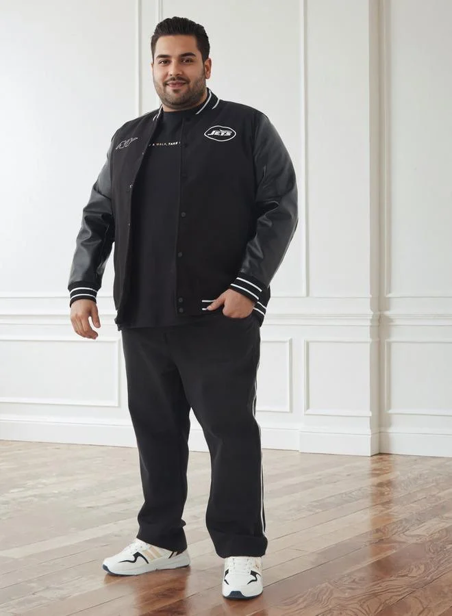 ماكسيم Men Plus Size Regular Fit New York Jets Print Varsity Jacket